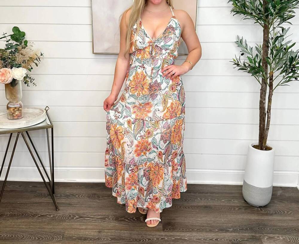 NEW SEW IN LOVE little bit extra lightweight paisley maxi dress in white